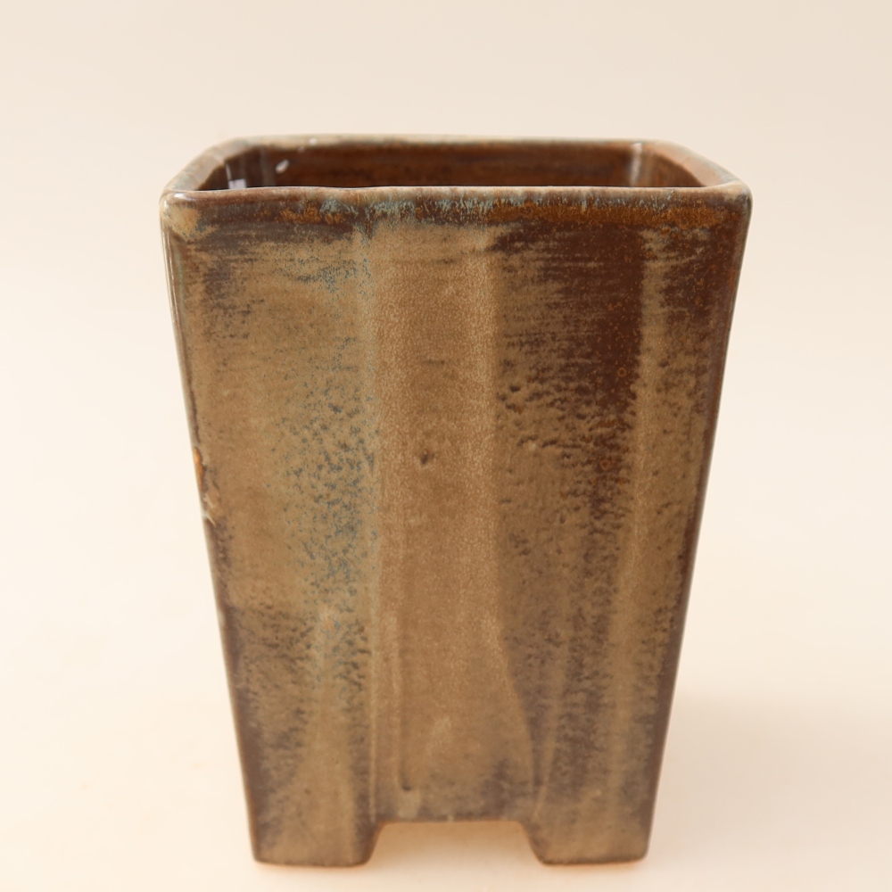Bonsaischaal van keramiek 9 x 9 x 12,5 cm, bruin