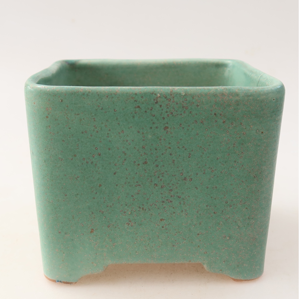 Bonsaischaal van keramiek 10 x 10 x 8 cm, groen