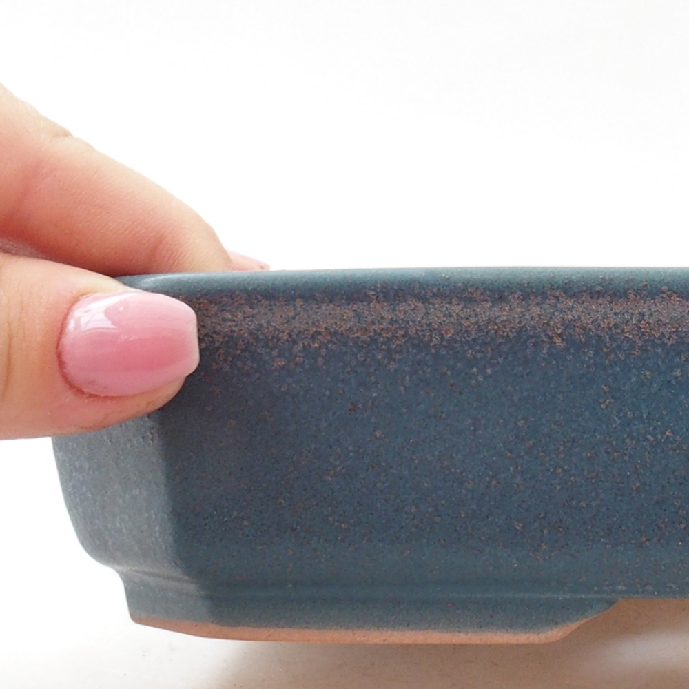 Bonsaischaal van keramiek 19 x 13,5 x 4 cm, kleur blauw