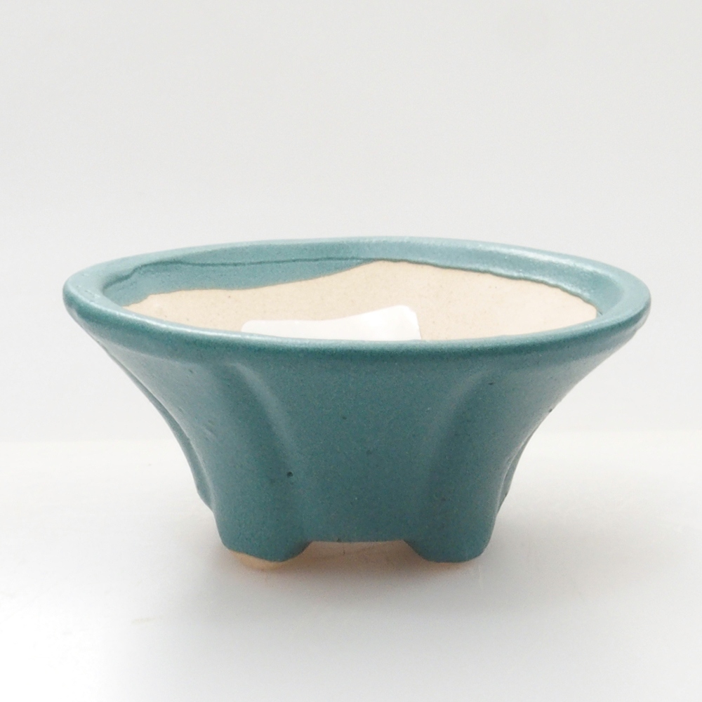 Bonsaischaal van keramiek 6,5 x 5,5 x 4 cm, kleur blauw