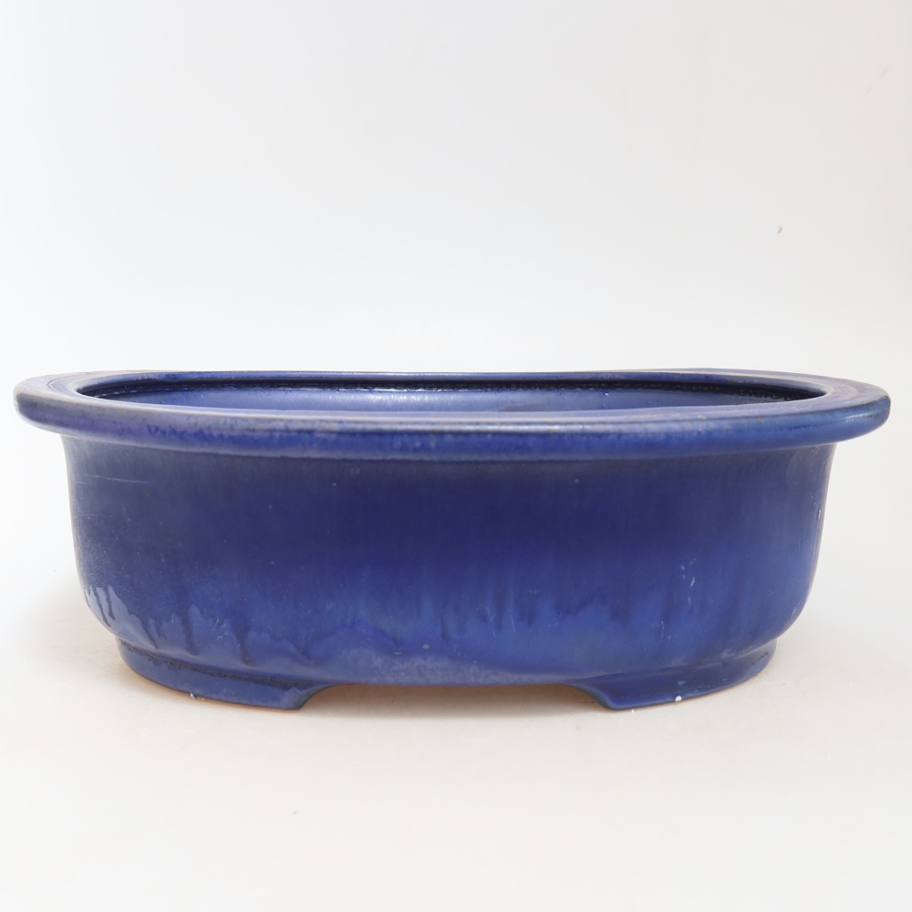 Bonsaischaal van keramiek 26 x 22 x 8 cm, kleur blauw