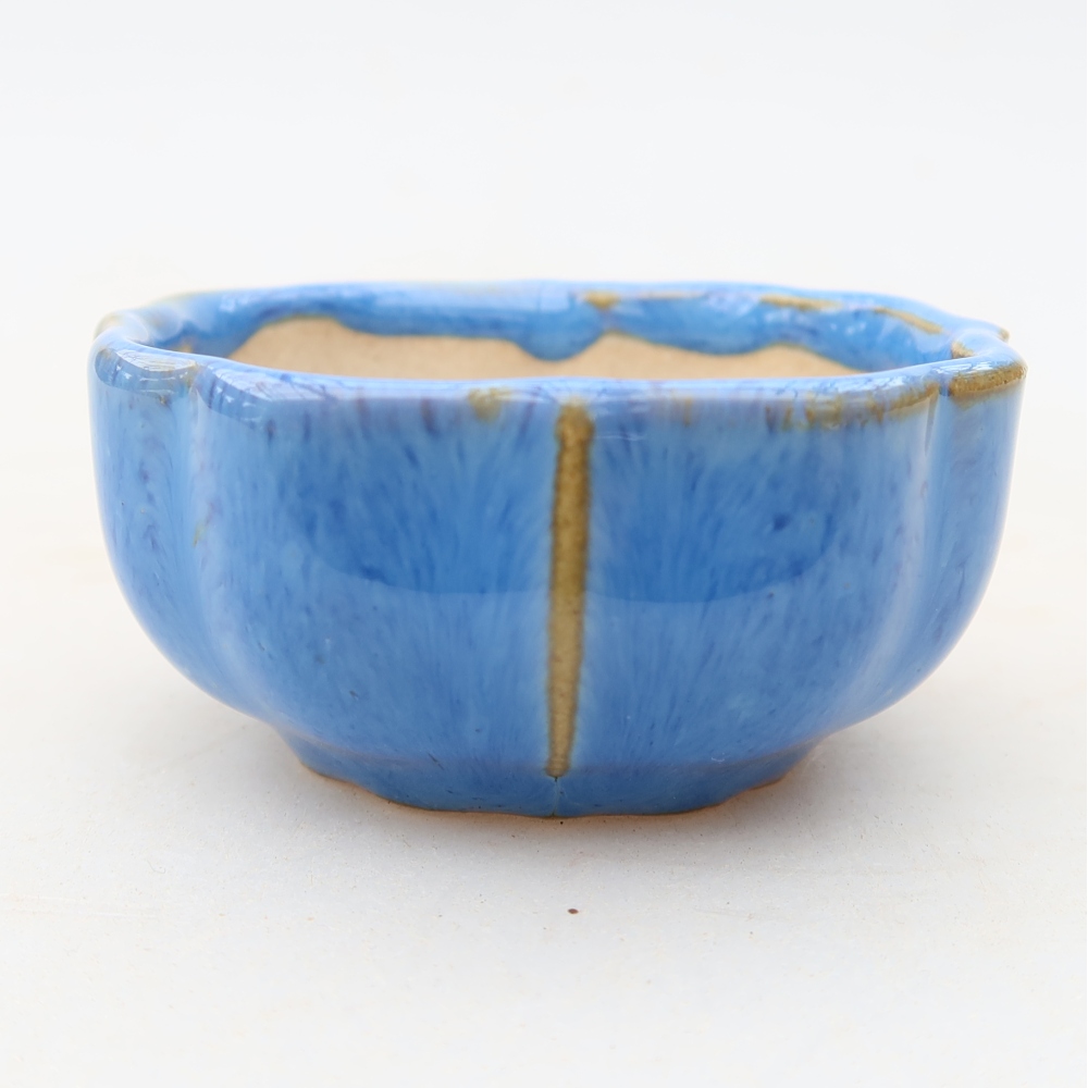 Keramische bonsaipot 6 x 6 x 3 cm, kleur: blauw