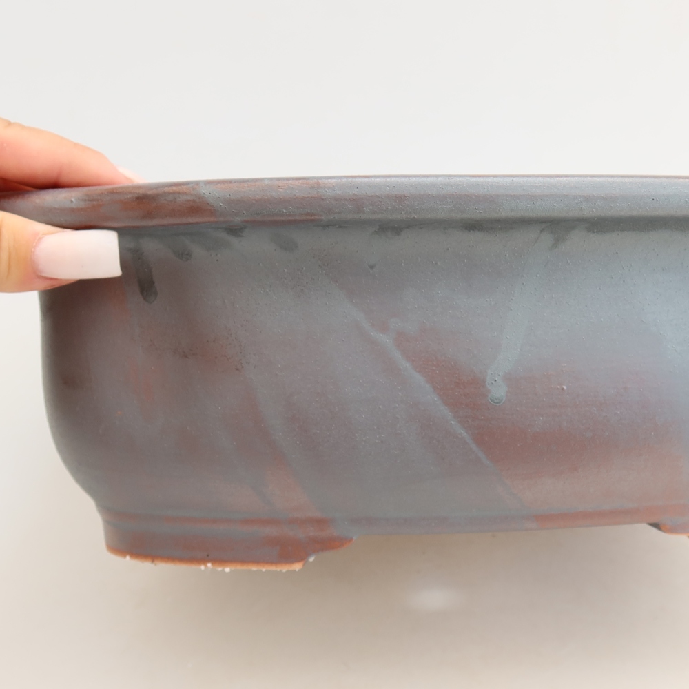 Keramische bonsaischaal 30,5 x 25,5 x 10,5 cm, metaalachtige kleur