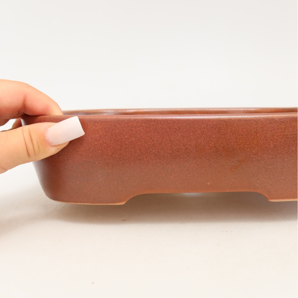 Bonsaischaal van keramiek 23 x 18 x 5,5 cm, bordeauxrood