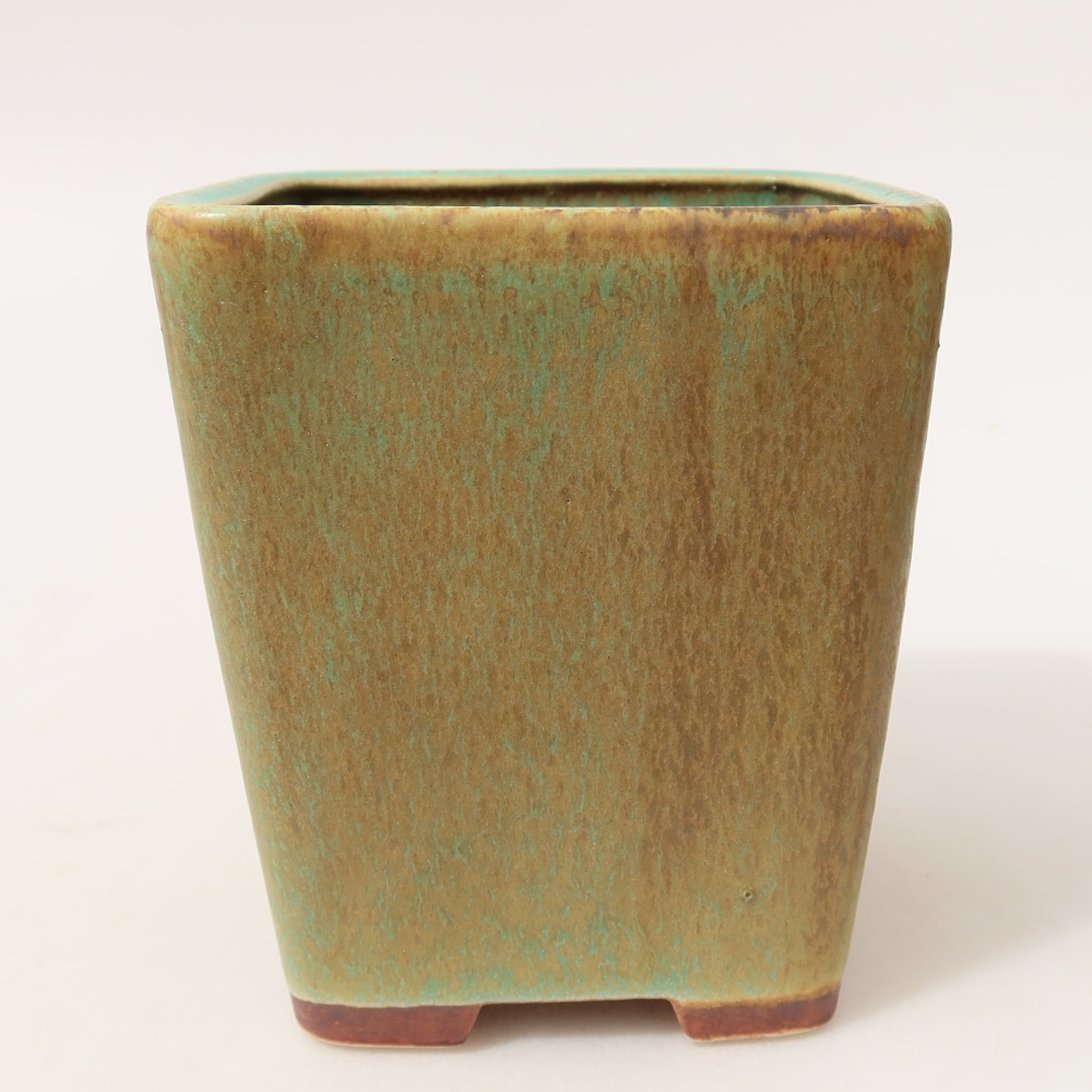 Keramische bonsaipot 10,5 x 10,5 x 12 cm, kleur groen