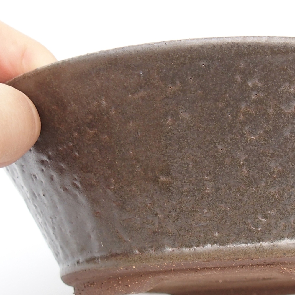 Bonsaischaal van keramiek 17,5 x 17,5 x 6 cm, metaalkleur