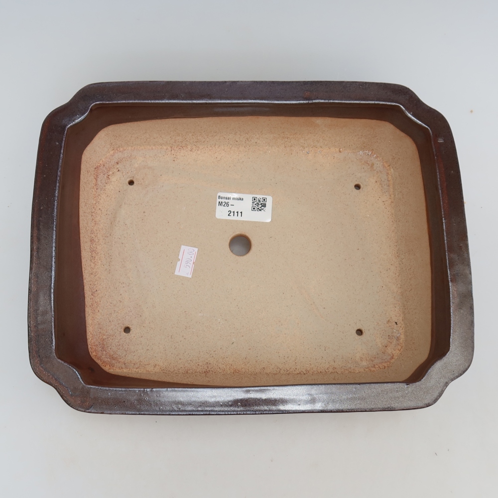 Keramische bonsaipot 27,5 x 21,5 x 7 cm, kleur bordeauxrood