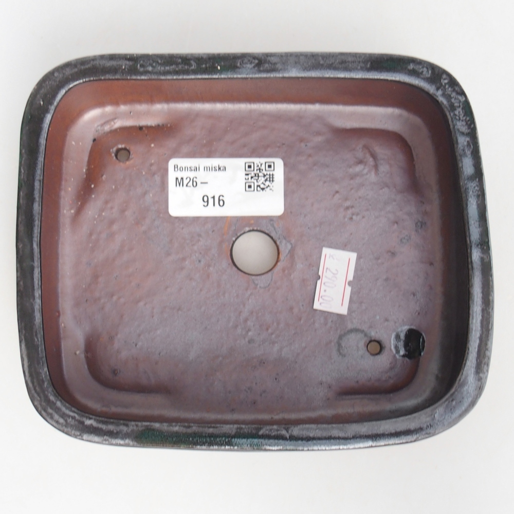 Bonsaischaal van keramiek 14,5 x 12,5 x 4,5 cm, kleur zwart
