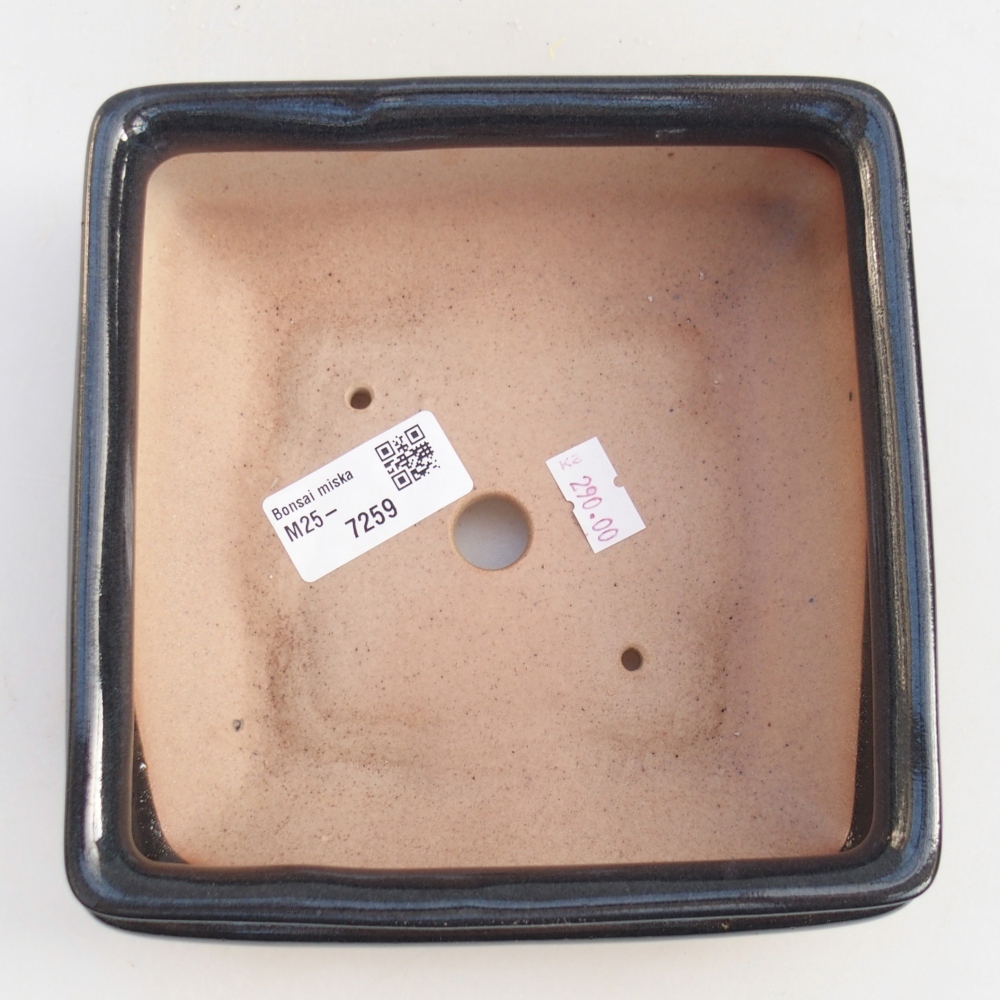 Bonsaischaal van keramiek 26 x 26 x 8 cm, kleur rood