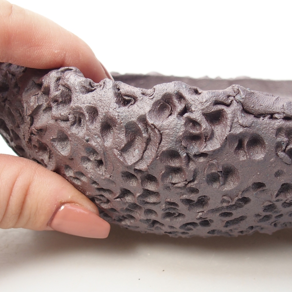 Bonsaischaal van keramiek 17 x 17 x 7 cm, metaalkleur