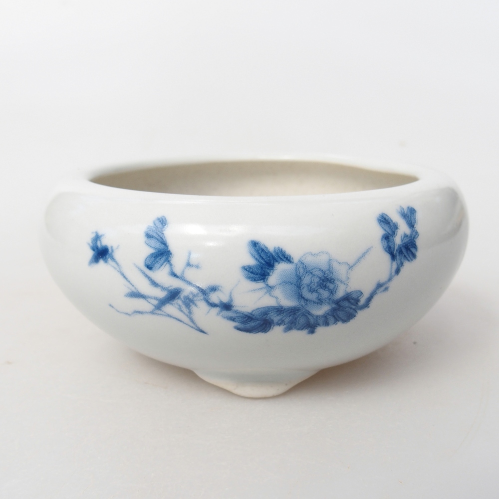 Bonsaischaal van keramiek 10 x 10 x 5 cm, kleur wit