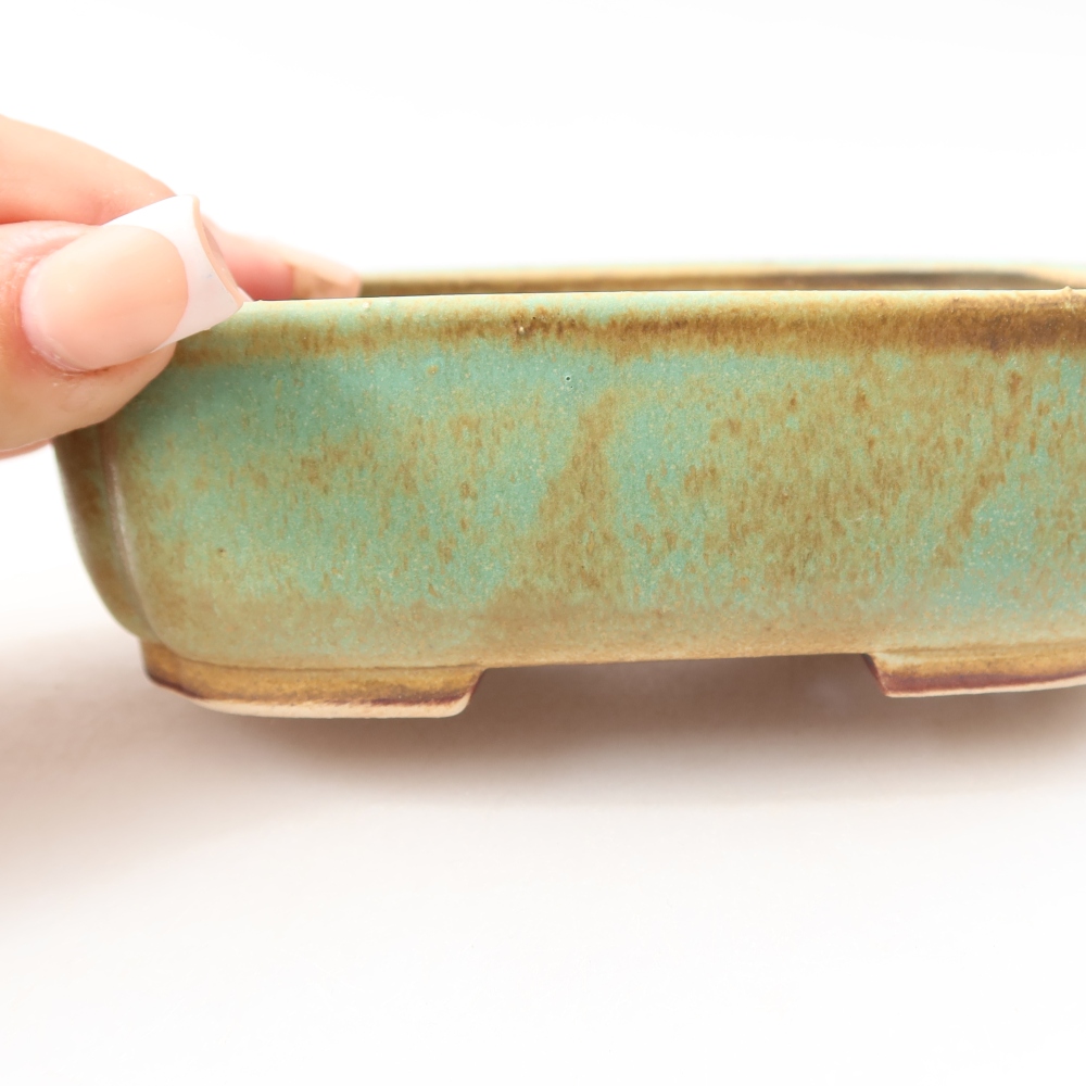 Keramische bonsaipot 14 x 12 x 4 cm, kleur groen