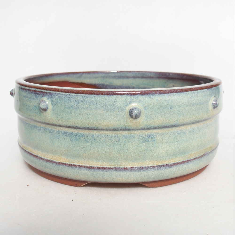 Bonsaischaal van keramiek 17 x 17 x 6,5 cm, groen