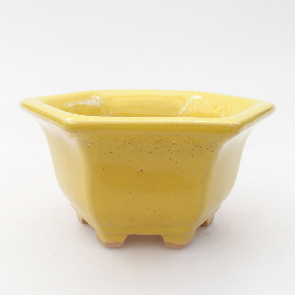 Bonsaischaal van keramiek 10,5 x 9,5 x 5,5 cm, geel