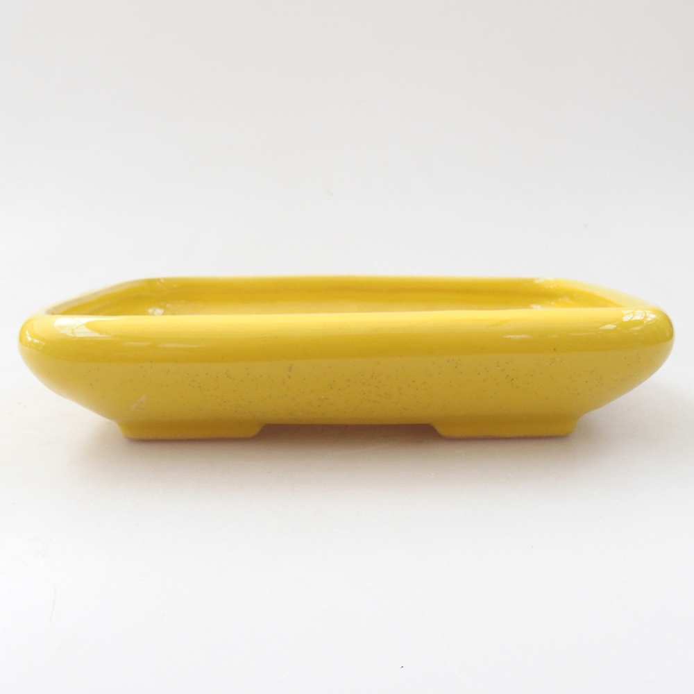 Bonsaischaal van keramiek 17 x 13,5 x 3,5 cm, geel