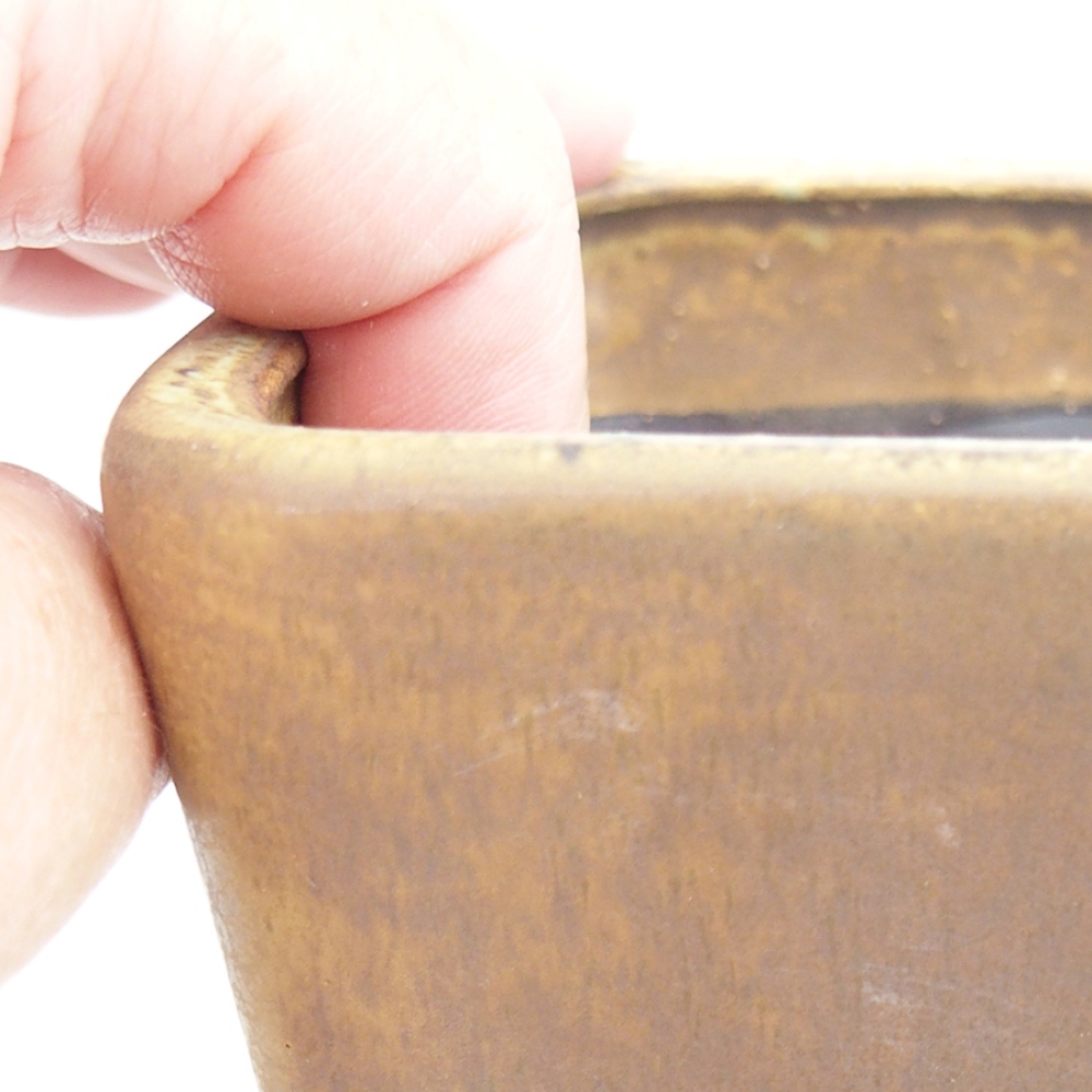 Bonsaischaal van keramiek 10 x 10 x 12 cm, bruin