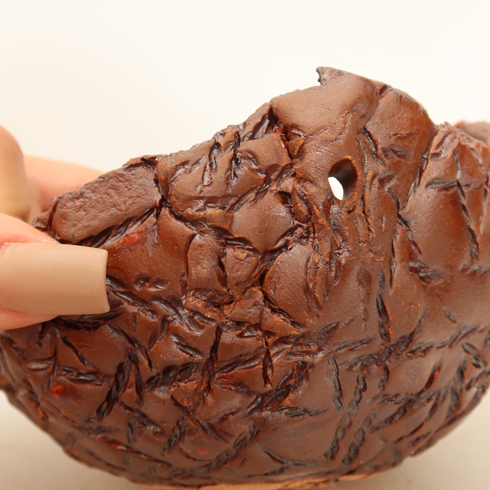 Keramische schaal voor Kokedama, 12,5 x 12 x 7 cm, kleur: bruin