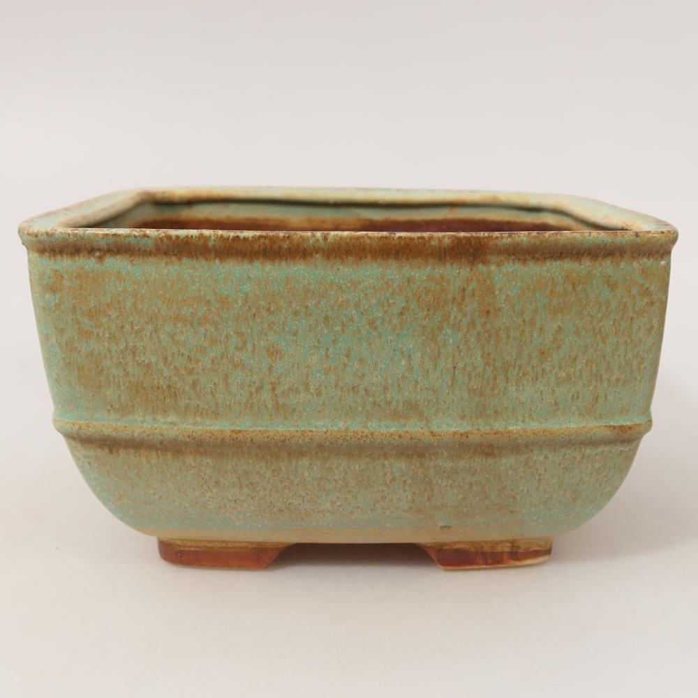 Keramische bonsaipot 16,5 x 16,5 x 9,5 cm, kleur groen