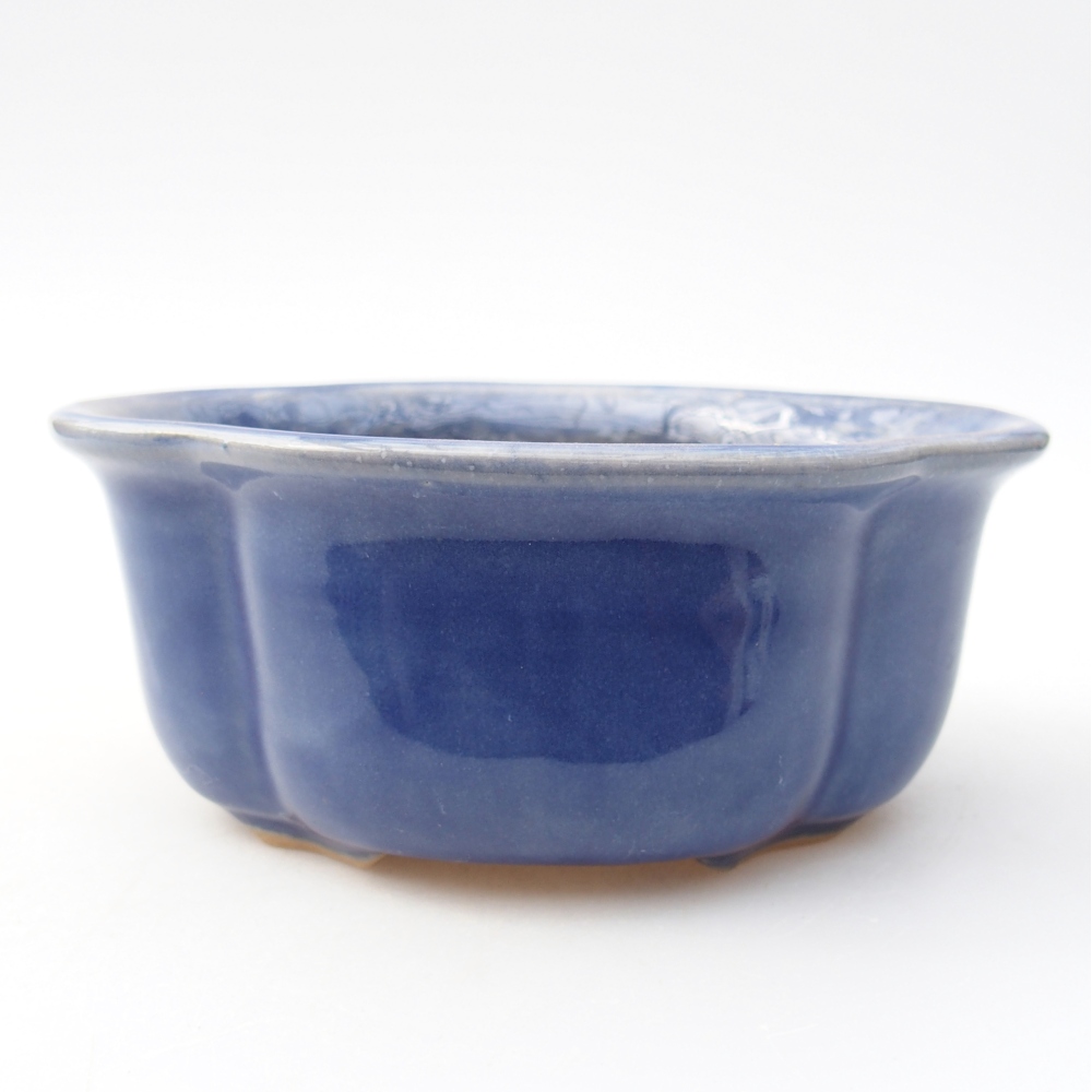 Bonsaischaal van keramiek 13,5 x 11 x 5,5 cm, kleur blauw