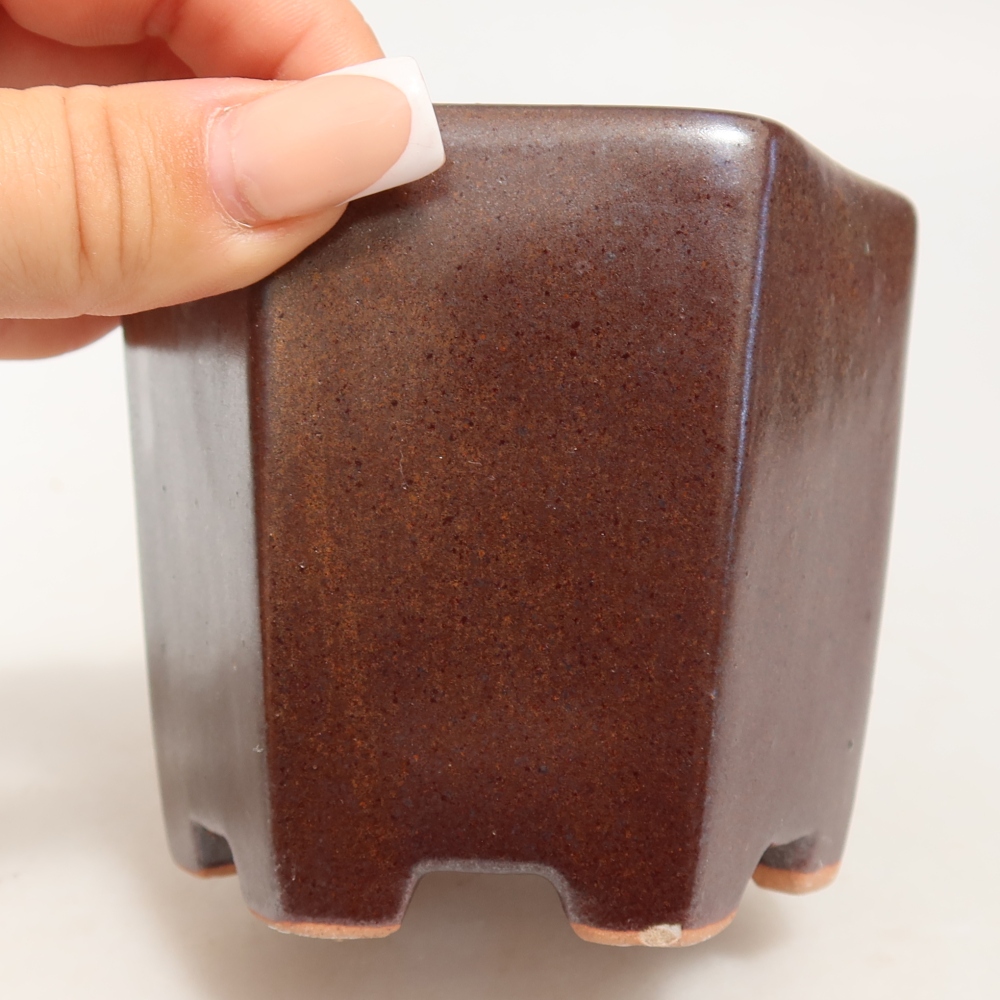 Keramische bonsaipot 9 x 8,5 x 8 cm, kleur bruin