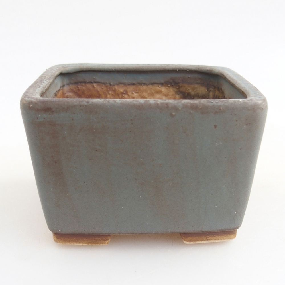 Bonsaischaal van keramiek 8 x 8 x 5,5 cm, kleur blauw