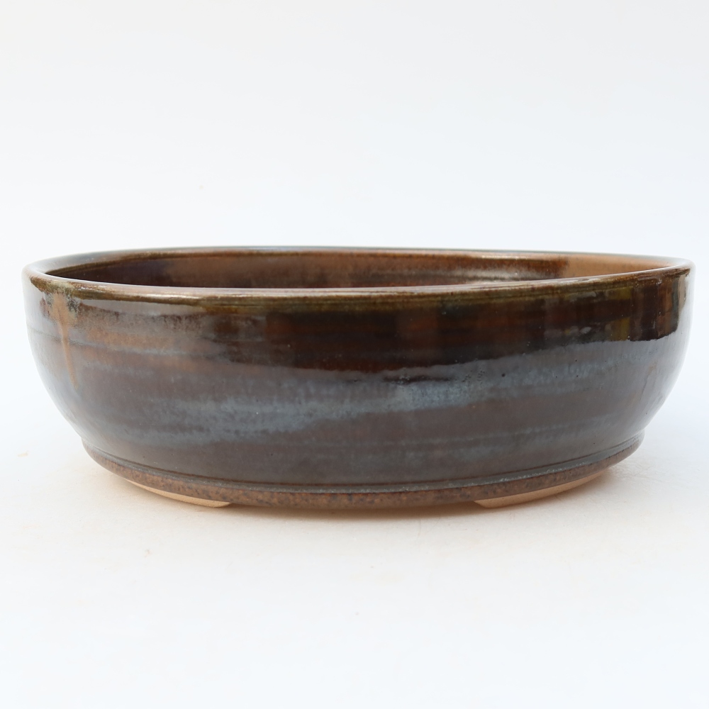 Bonsaischaal van keramiek 20 x 20 x 6 cm, bruin