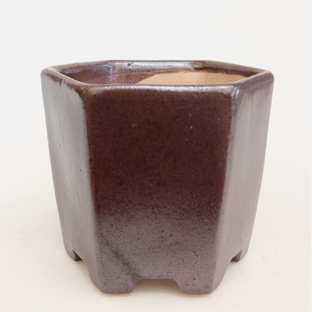 Keramische bonsaipot 9 x 8 x 8 cm, kleur bruin