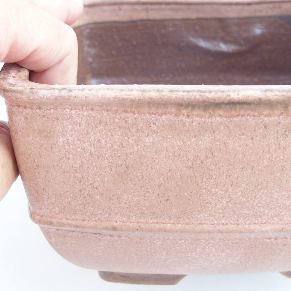 Bonsaischaal van keramiek 10,5 x 10,5 x 7 cm, roze