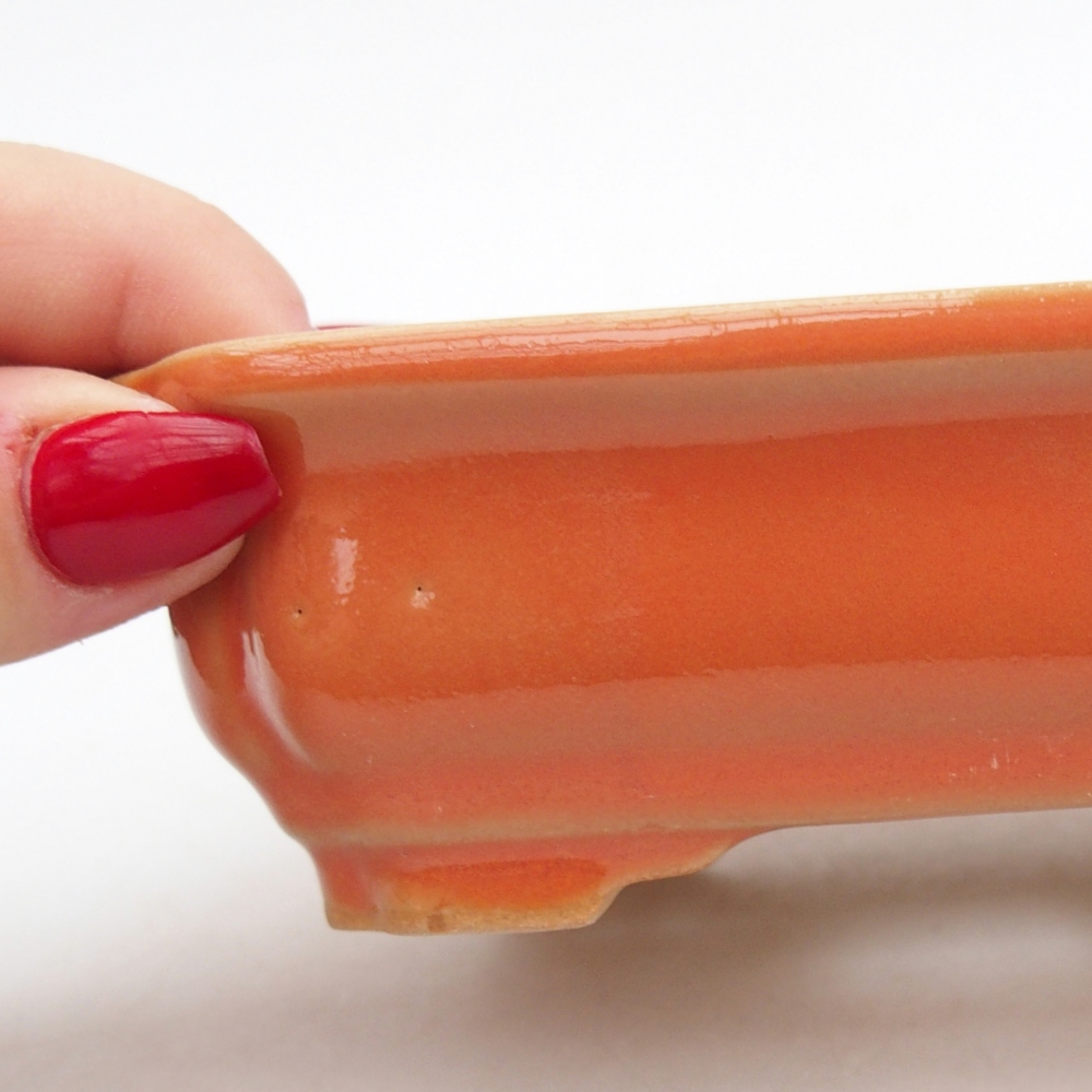 Bonsaischaal van keramiek 26 x 26 x 8 cm, kleur rood