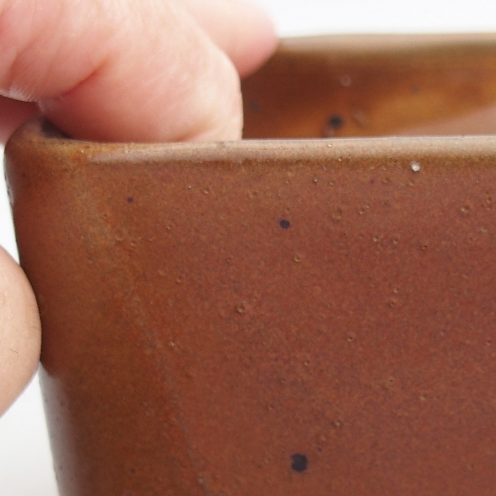 Bonsaischaal van keramiek 10 x 10 x 8 cm, bruin