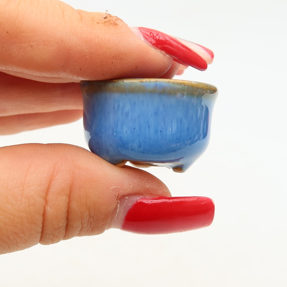 Keramische bonsaipot 2,5 x 2,5 x 2 cm, kleur blauw