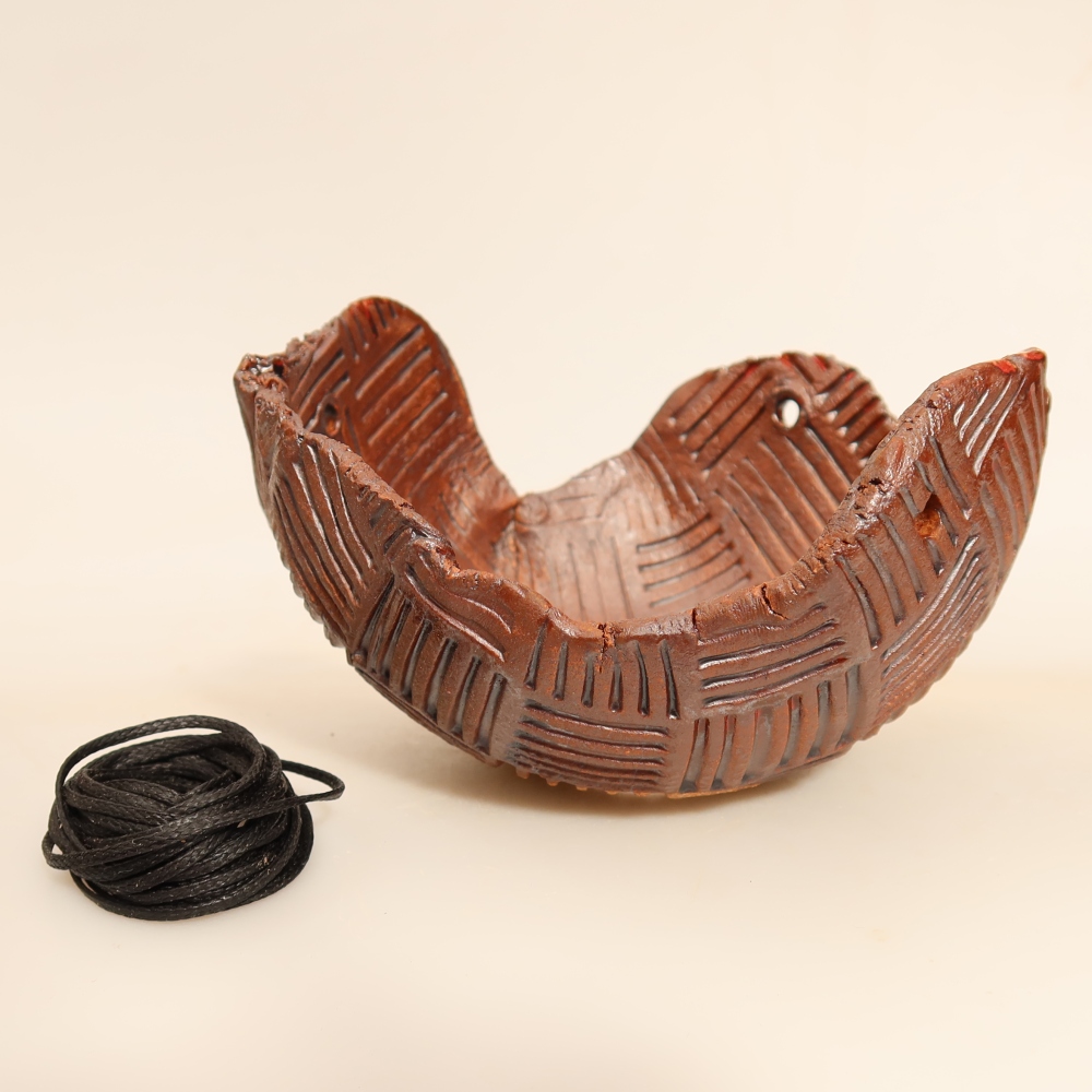 Keramische schaal voor Kokedama, 12,5 x 12 x 7,5 cm, kleur: bruin