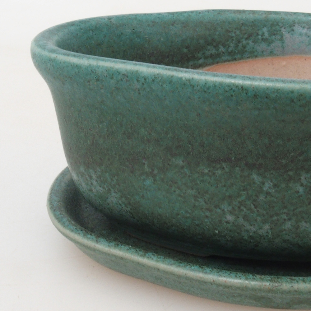 Bonsai kom + schotel H05 - 11 x 8 x 4 cm - groen