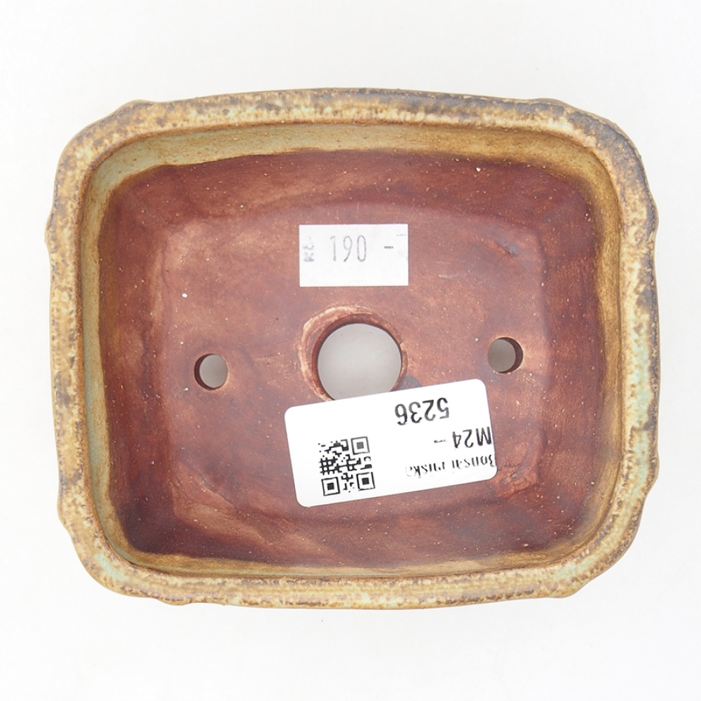 Bonsaischaal van keramiek 10,5 x 8,5 x 4 cm, groen