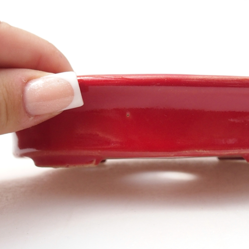 Bonsaischaal van keramiek 13 x 10,5 x 3 cm, kleur rood