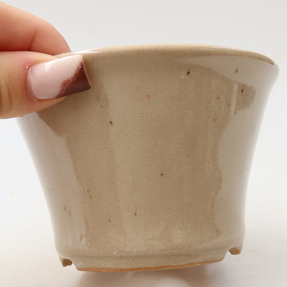 Keramische bonsaipot 11 x 11 x 7 cm, kleur: beige