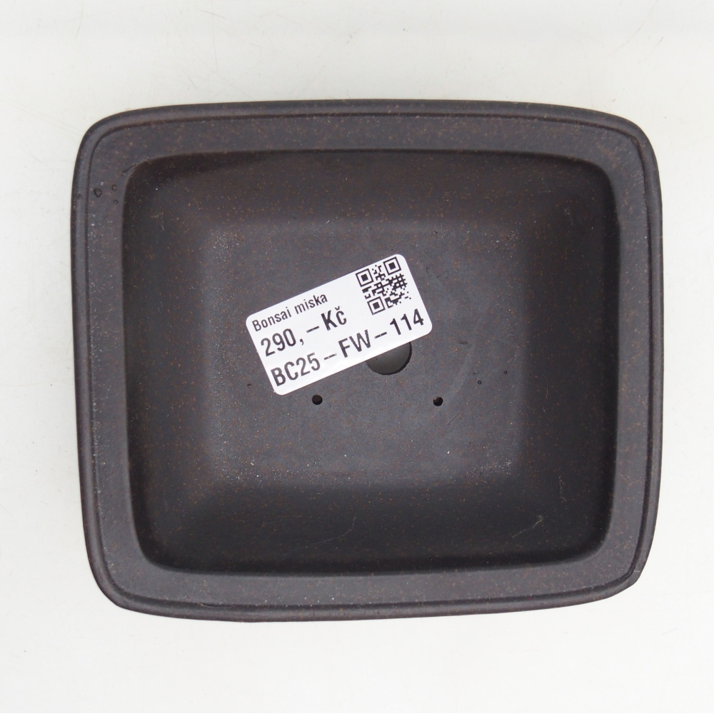Bonsaischaal van keramiek 12 x 11 x 4,5 cm, kleur okerbruin