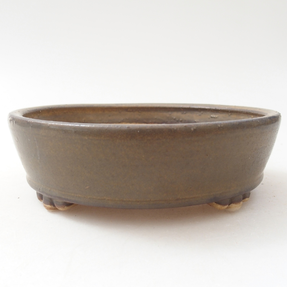 Bonsaischaal van keramiek 13,5 x 13,5 x 4 cm, bruin