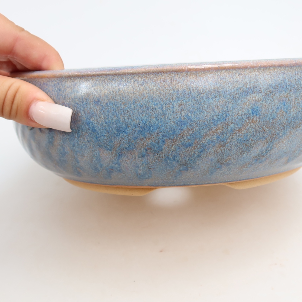 Bonsaischaal van keramiek 21,5 x 21,5 x 6,5 cm, kleur blauw