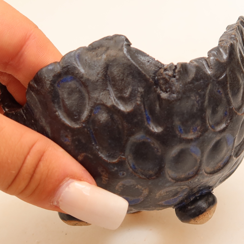 Keramische schaal  10,5 x 10 x 7,5 cm, kleur zwartblauw