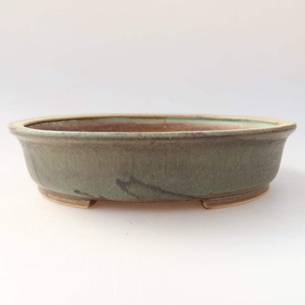 Bonsaischaal van keramiek 21 x 19 x 5 cm, groen
