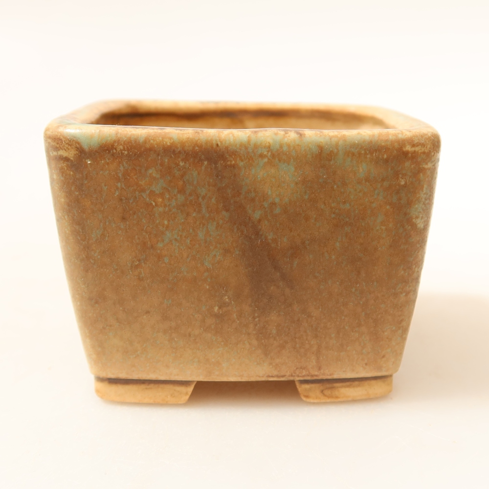 Bonsaischaal van keramiek 6,5 x 6,5 x 4,5 cm, groen