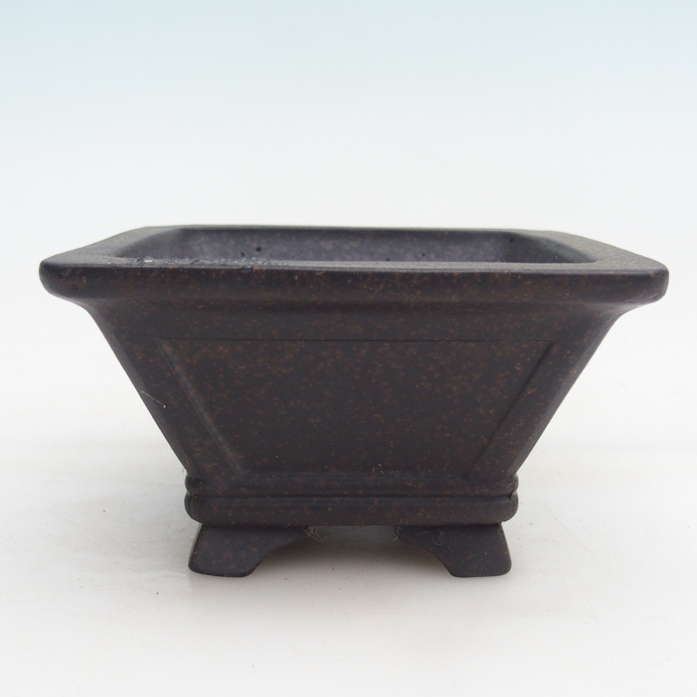 Bonsaischaal van keramiek 12 x 12 x 7 cm, kleur okerbruin