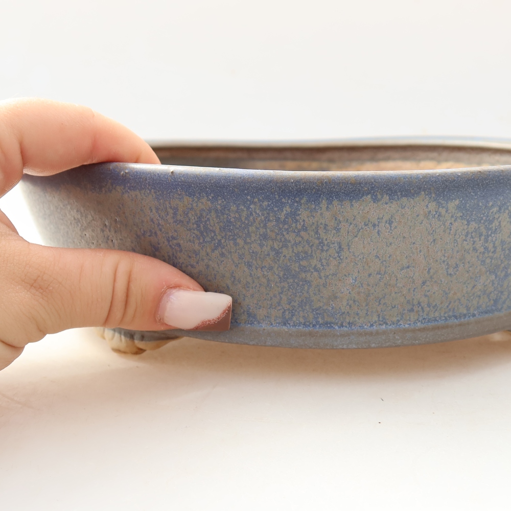 Keramische bonsaipot 21,5 x 21,5 x 6 cm, kleur: blauw