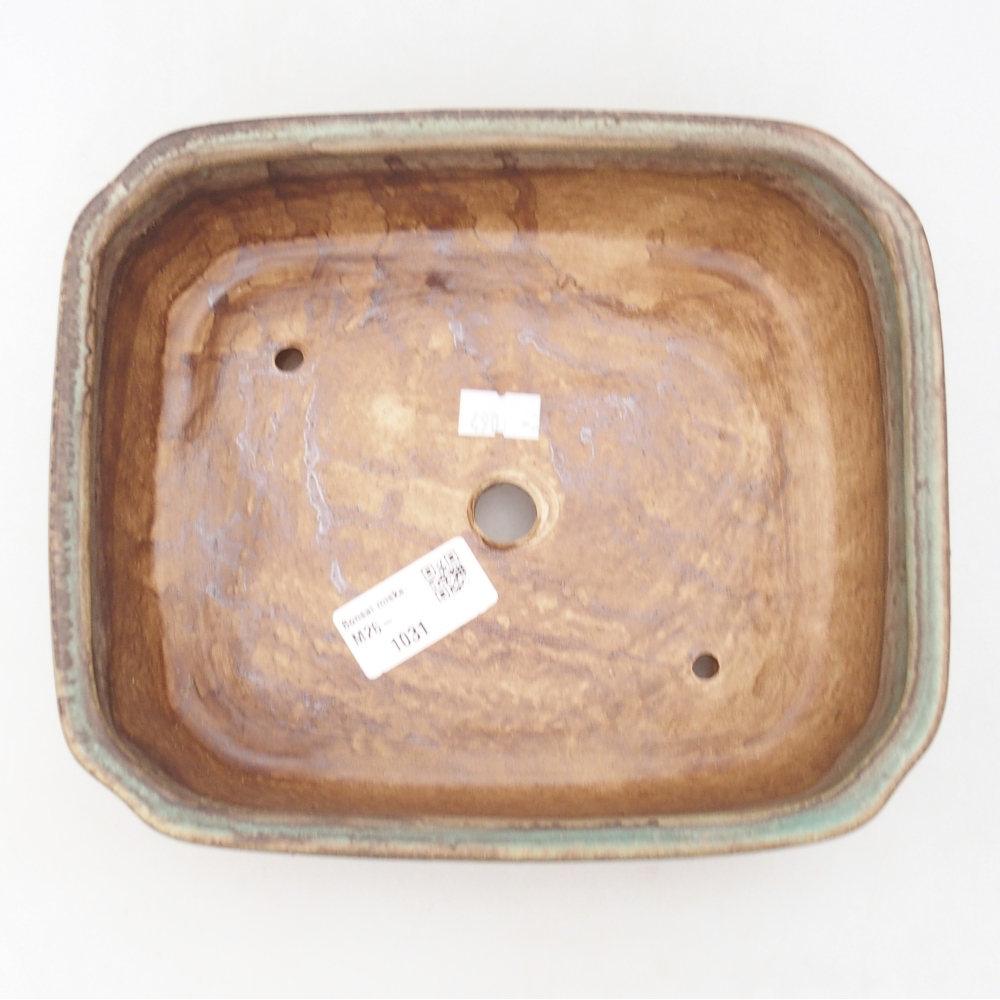 Bonsaischaal van keramiek 21 x 18 x 6 cm, groen