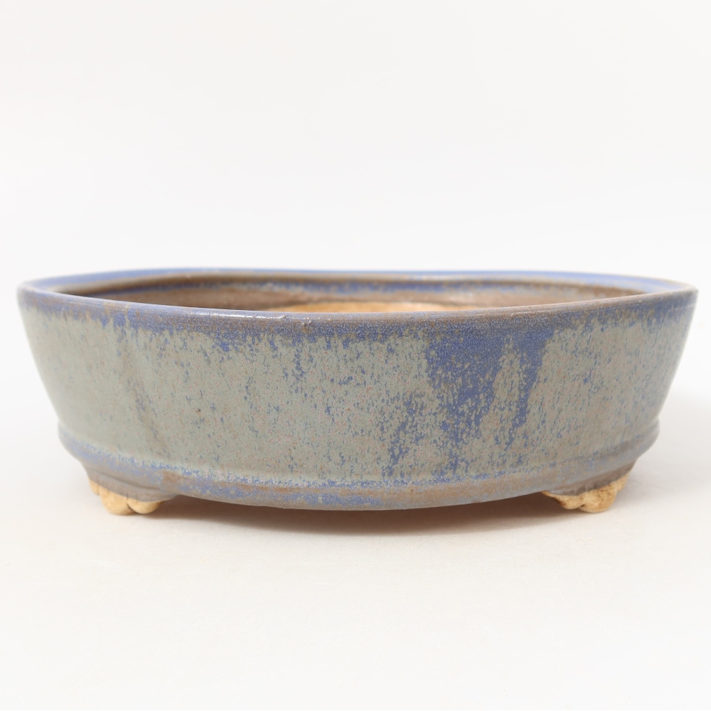 Keramische bonsaischaal 21,5 x 21,5 x 6 cm, kleur: blauw