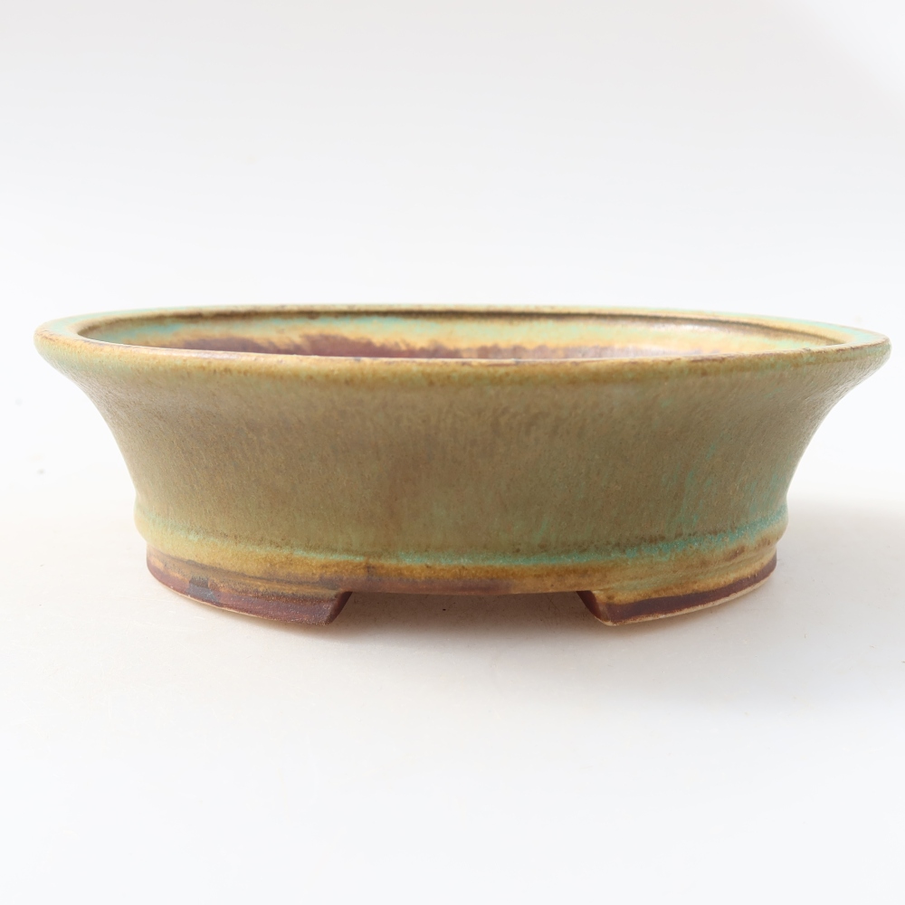 Keramische bonsaipot 14,5 x 13 x 4 cm, kleur groen