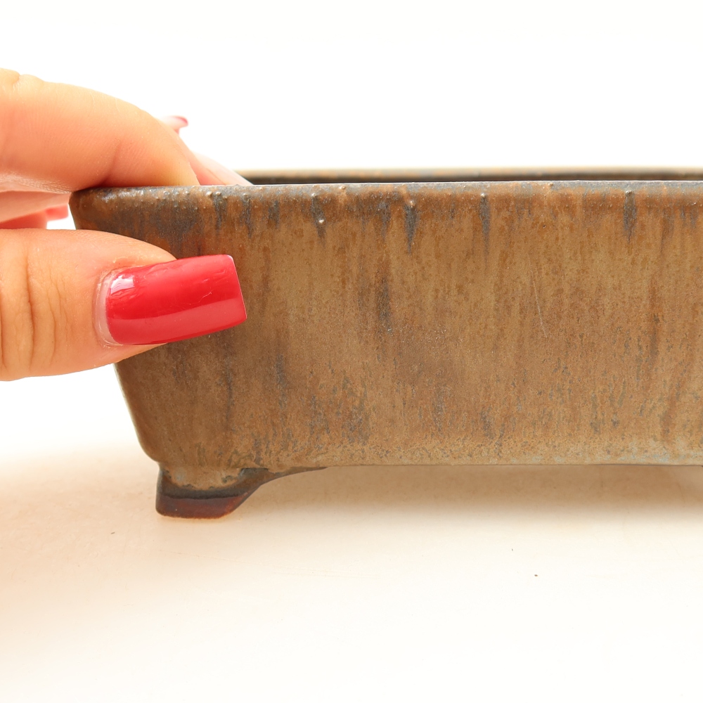 Keramische bonsaipot 13,5 x 11 x 5 cm, kleur bruin