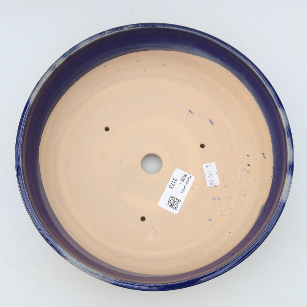 Bonsaischaal van keramiek 23 x 23 x 6 cm, kleur blauw