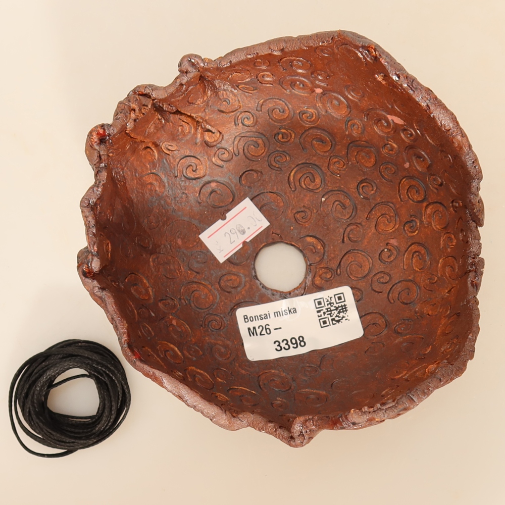 Keramische schaal voor Kokedama, 12,5 x 11,5 x 8,5 cm, kleur: bruin